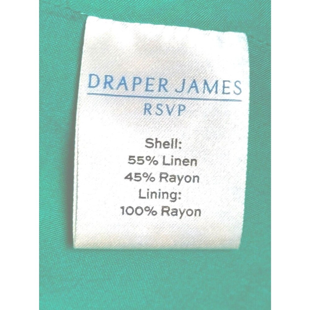Draper James RSVP Linen Blend Puff Sleeve Mini Dress Green Square Neck S - Picture 7 of 7